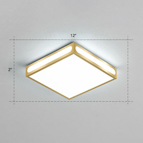 Minimalistic Gold Checked Led Flushmount Ceiling Light For Living Room / 12 White