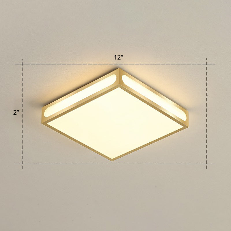 Minimalistic Gold Checked Led Flushmount Ceiling Light For Living Room / 12’ Warm