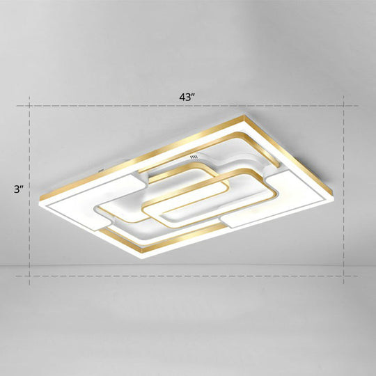 Golden Led Flush Mount Ceiling Light With Metallic Frame - Modern Lighting For Living Room Gold /