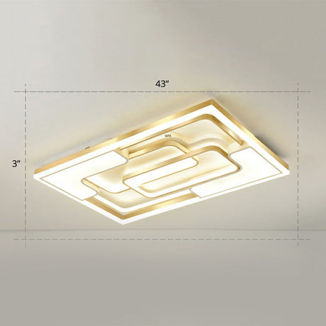 Golden Led Flush Mount Ceiling Light With Metallic Frame - Modern Lighting For Living Room Gold / 43