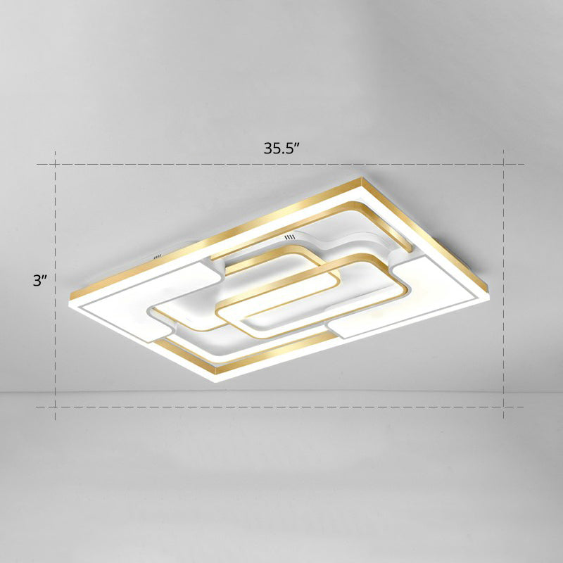 Golden Led Flush Mount Ceiling Light With Metallic Frame - Modern Lighting For Living Room Gold /