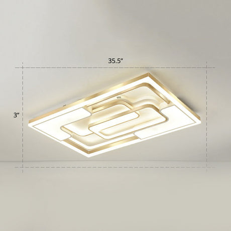 Golden Led Flush Mount Ceiling Light With Metallic Frame - Modern Lighting For Living Room Gold /