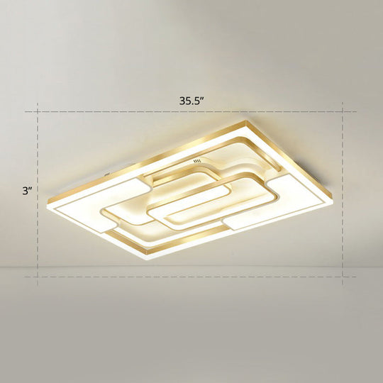 Golden Led Flush Mount Ceiling Light With Metallic Frame - Modern Lighting For Living Room Gold /
