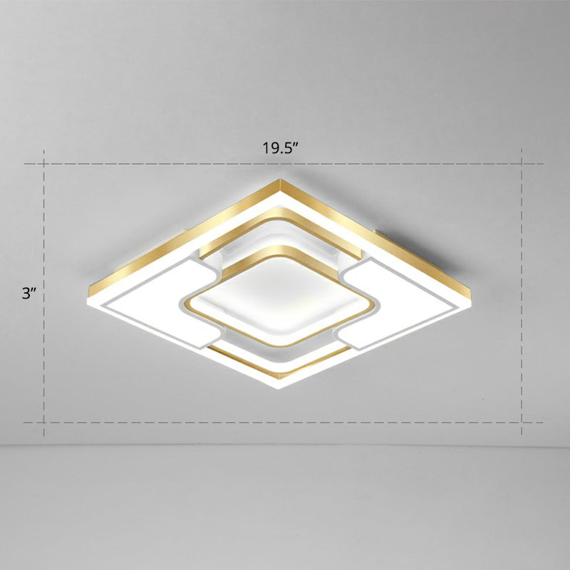 Golden Led Flush Mount Ceiling Light With Metallic Frame - Modern Lighting For Living Room Gold /