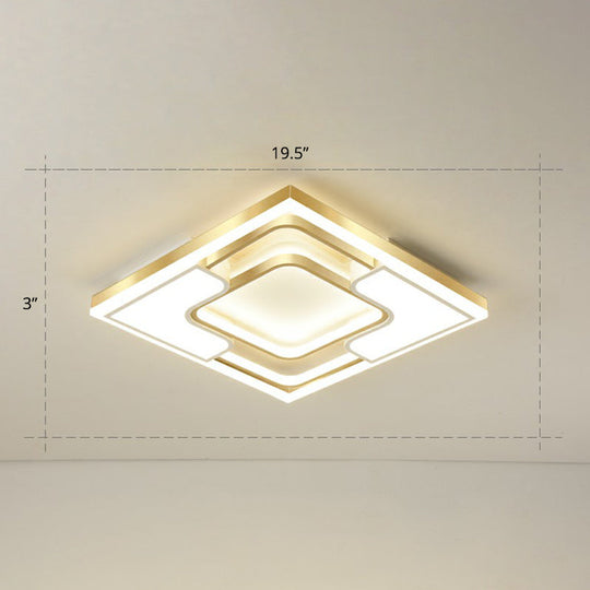 Golden Led Flush Mount Ceiling Light With Metallic Frame - Modern Lighting For Living Room Gold /