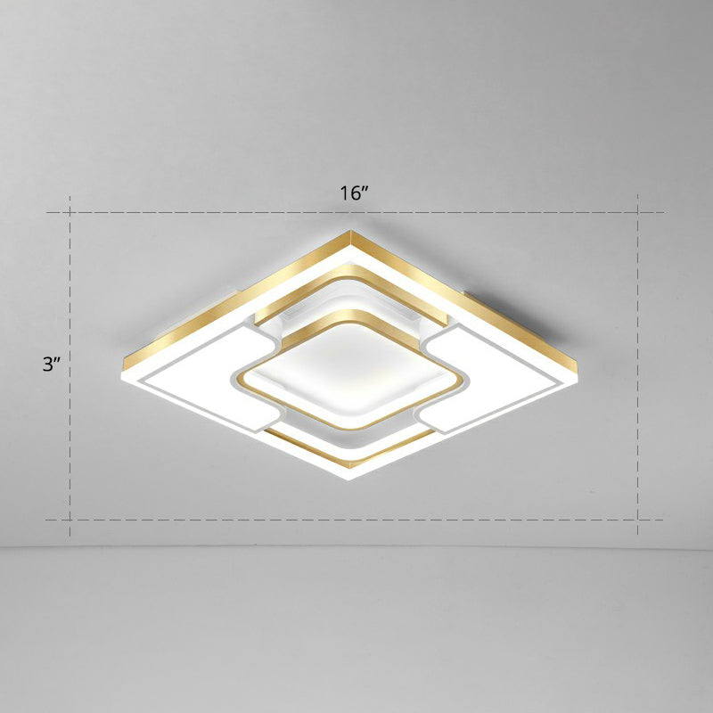 Golden Led Flush Mount Ceiling Light With Metallic Frame - Modern Lighting For Living Room Gold / 16