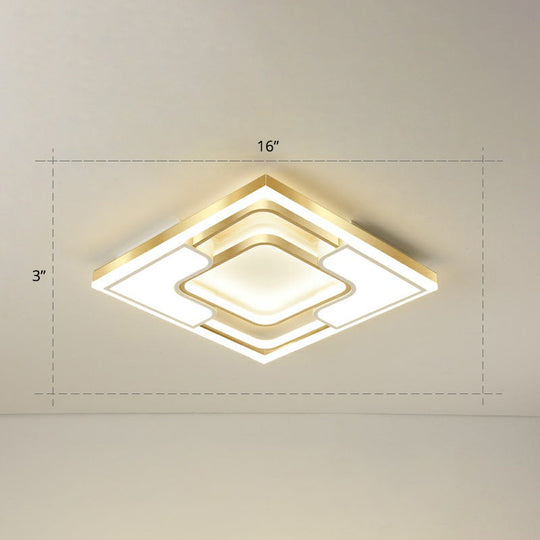 Golden Led Flush Mount Ceiling Light With Metallic Frame - Modern Lighting For Living Room Gold /