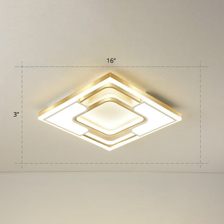 Golden Led Flush Mount Ceiling Light With Metallic Frame - Modern Lighting For Living Room Gold / 16