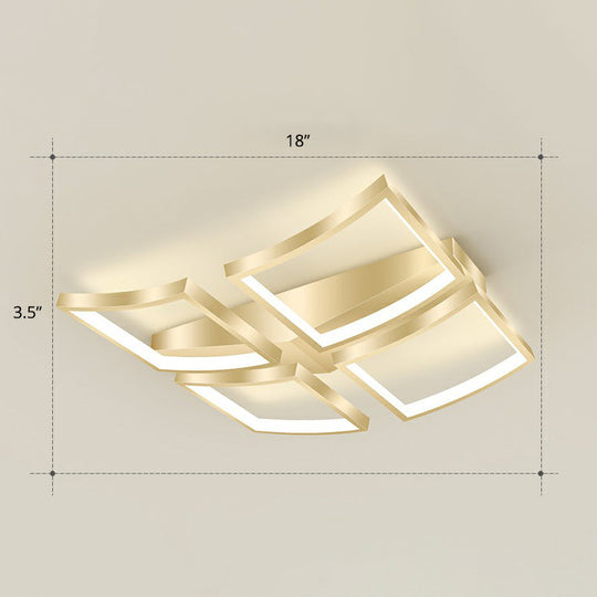 Sleek Curved Frame Flush Mount Led Ceiling Light For Modern Living Spaces Gold / 18 Warm