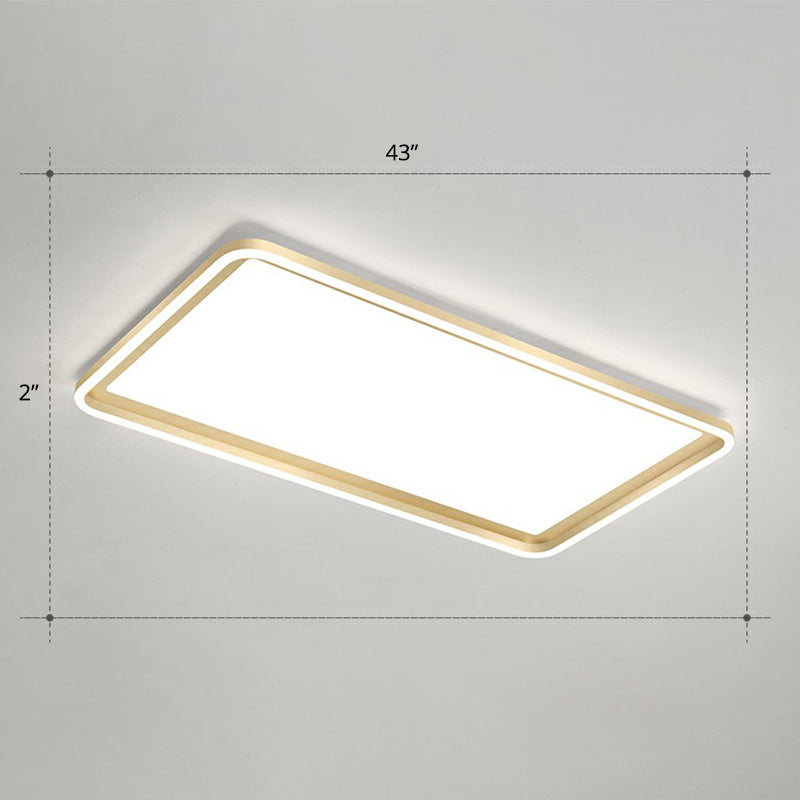 Gold Acrylic Led Flush Mount Ceiling Light For Minimalistic Rectangle Sitting Room / 43’ White