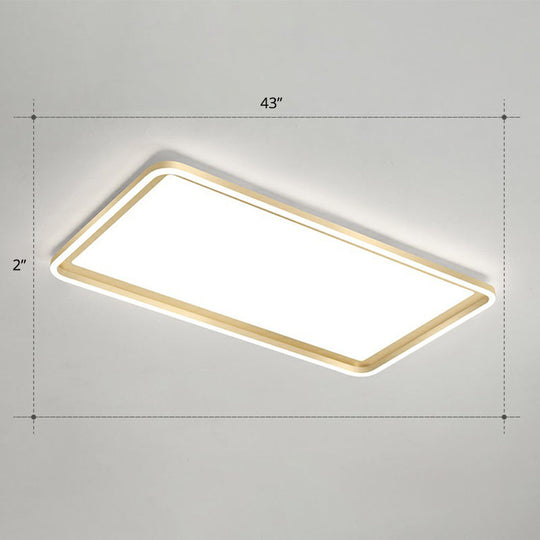 Gold Acrylic Led Flush Mount Ceiling Light For Minimalistic Rectangle Sitting Room / 43 White