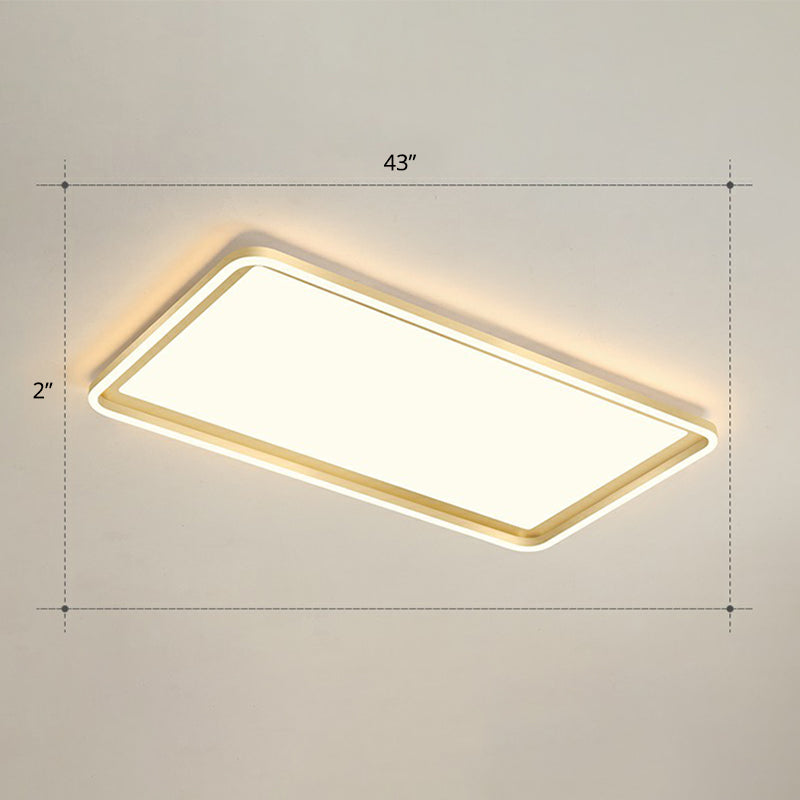 Gold Acrylic Led Flush Mount Ceiling Light For Minimalistic Rectangle Sitting Room / 43’ Warm