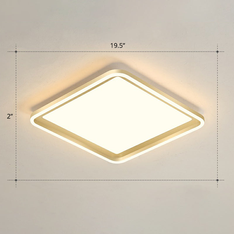 Gold Acrylic Led Flush Mount Ceiling Light For Minimalistic Rectangle Sitting Room / 19.5’ Warm