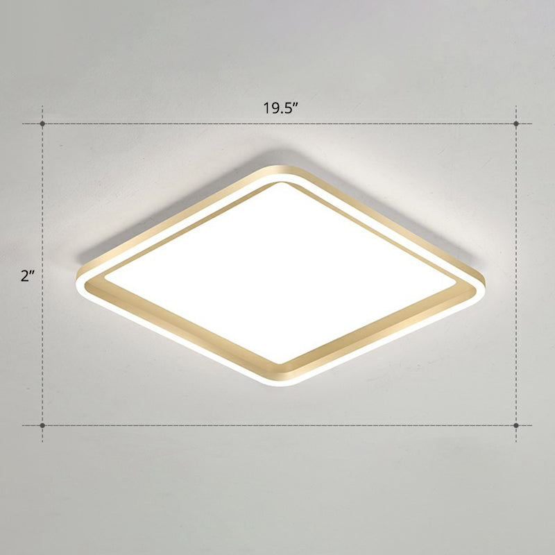 Gold Acrylic Led Flush Mount Ceiling Light For Minimalistic Rectangle Sitting Room / 19.5 White