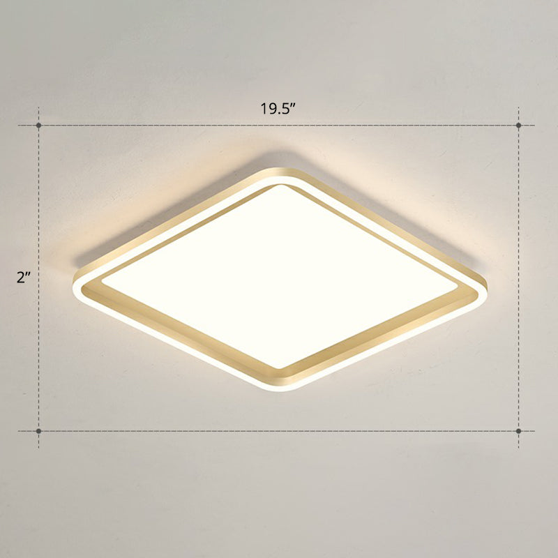 Gold Acrylic Led Flush Mount Ceiling Light For Minimalistic Rectangle Sitting Room / 19.5 Remote