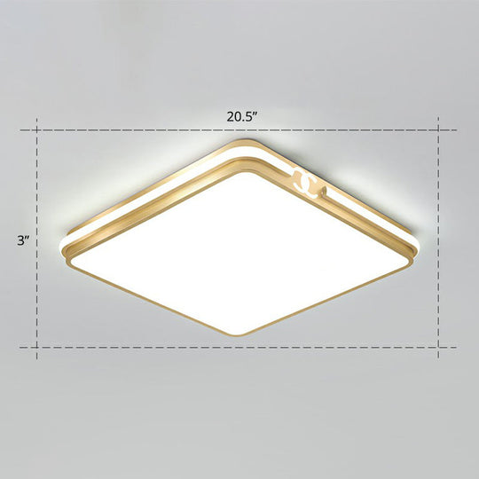 Contemporary Gold Finish Led Flush Mount Ceiling Light - Acrylic Rectangle Design / 20.5 White