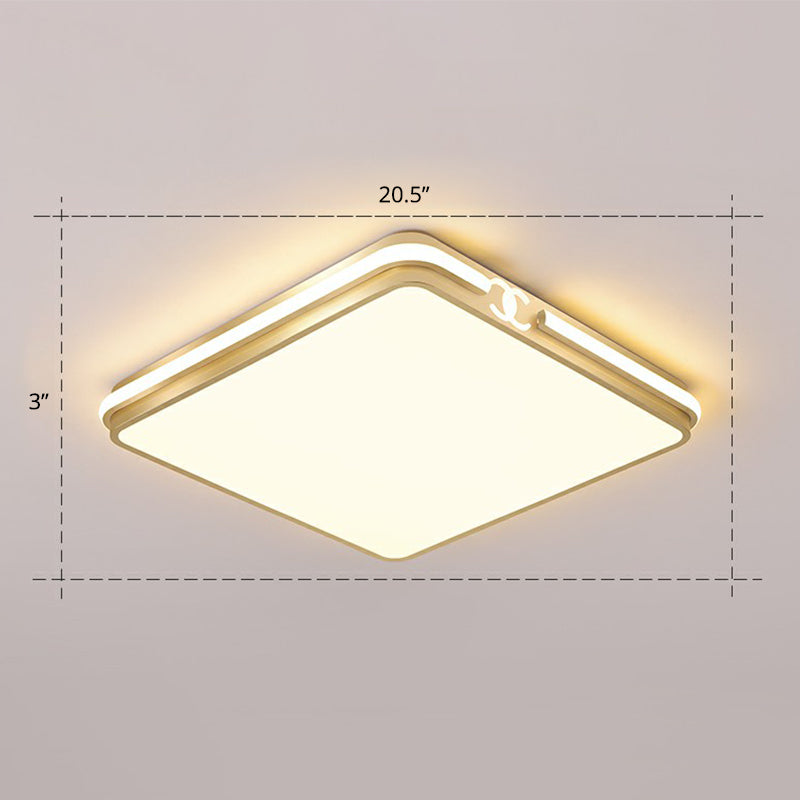 Contemporary Gold Finish Led Flush Mount Ceiling Light - Acrylic Rectangle Design / 20.5 Warm