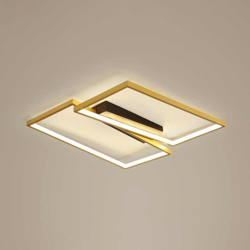 Gold Finish Ceiling Light Fixture: Simplicity Metal Led Flush Mount For Bedroom / 20.5