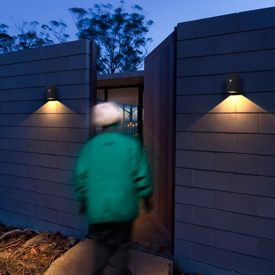 Modern Matte Black Solar Wall Lamp - Aluminum Led Sconce For Front Door