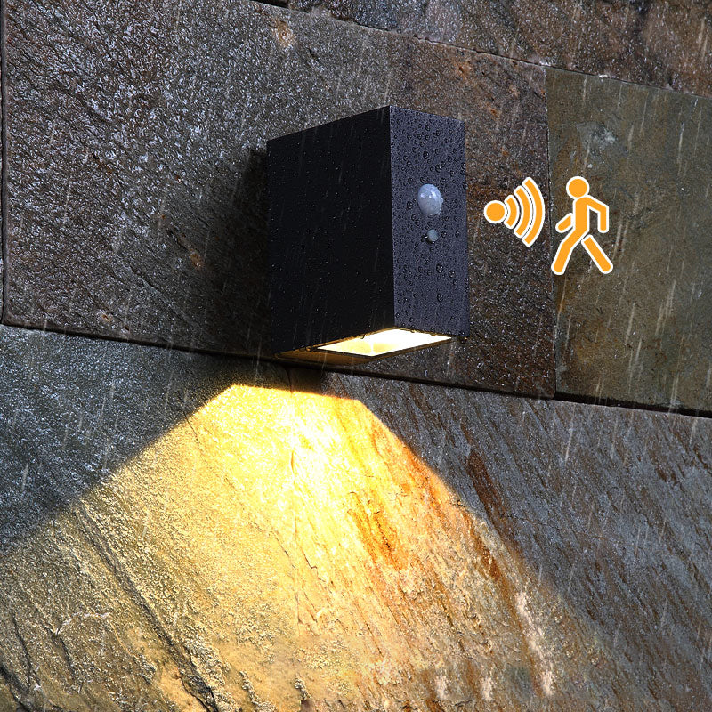 Modern Matte Black Solar Wall Lamp - Aluminum Led Sconce For Front Door