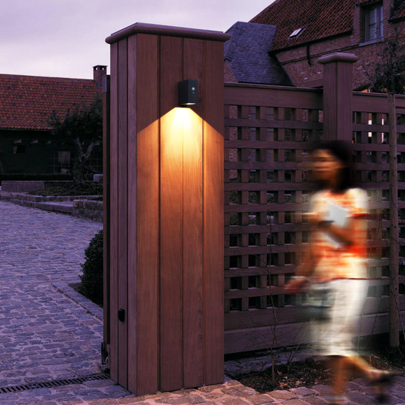 Modern Matte Black Solar Wall Lamp - Aluminum Led Sconce For Front Door