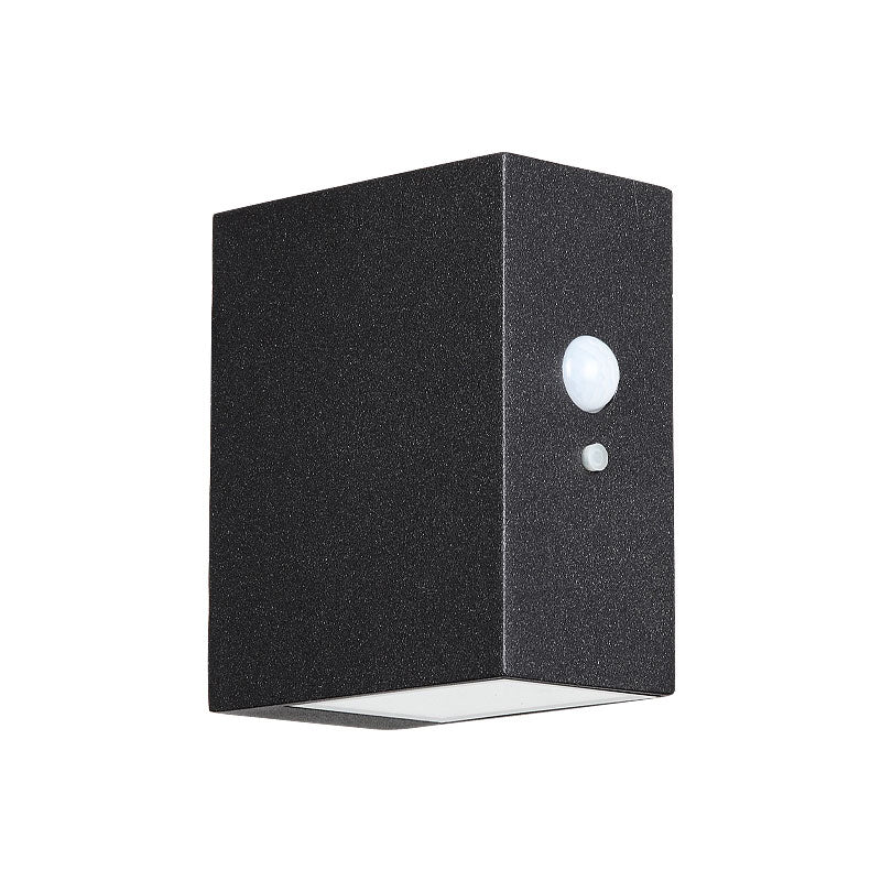 Modern Matte Black Solar Wall Lamp - Aluminum Led Sconce For Front Door