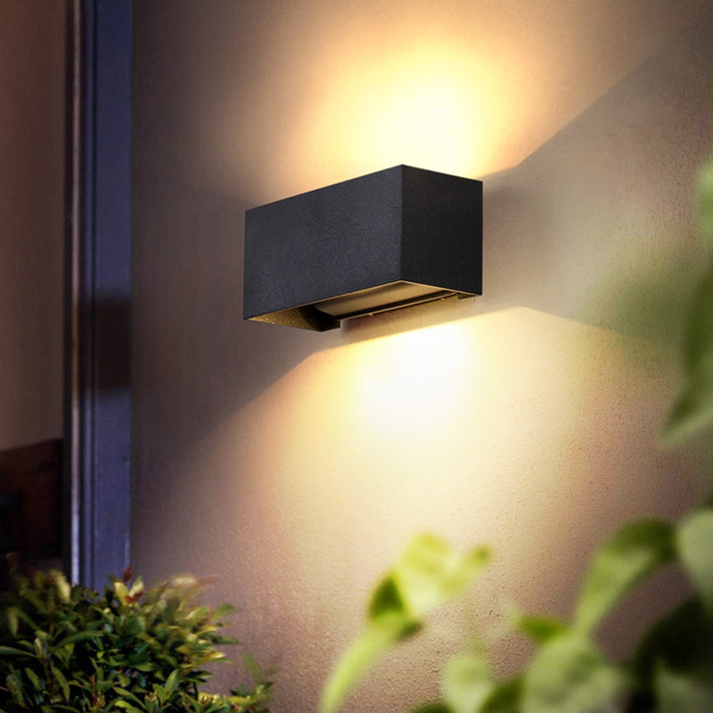 Minimalist Metal Matte Black Rectangle Led Wall Washer Sconce Light For Yard