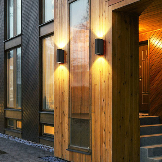 Minimalistic Black Aluminum Geometric Led Wall Sconce For Patio