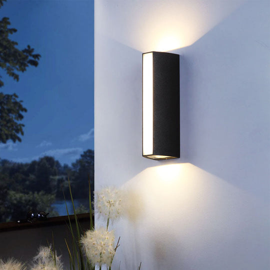 Simple Style Matte Black Rectangle Led Wall Light Metallic Sconce Lamp - Outdoor Use