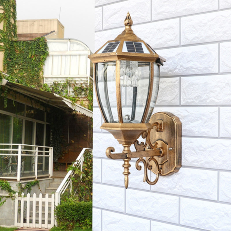 Solar Led Glass Bell Sconce Wall Lamp For Courtyard Lighting