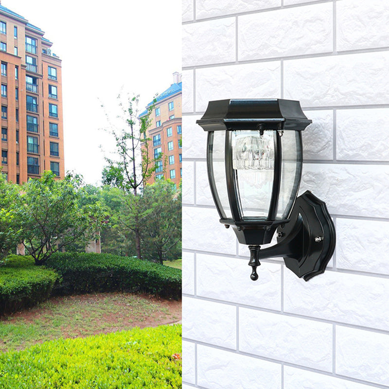 Solar Led Glass Bell Sconce Wall Lamp For Courtyard Lighting Black / 7.5