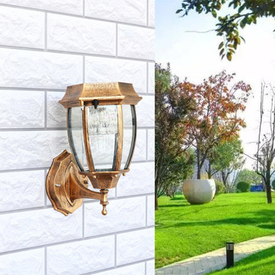 Solar Led Glass Bell Sconce Wall Lamp For Courtyard Lighting Bronze / 7.5
