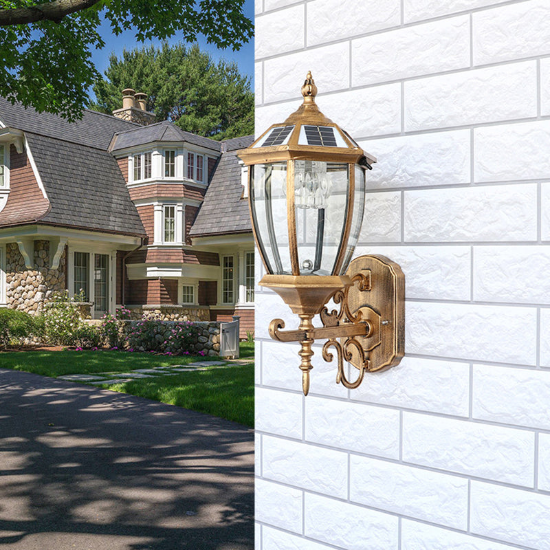 Solar Led Glass Bell Sconce Wall Lamp For Courtyard Lighting Bronze / 9