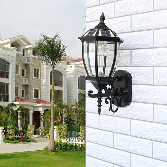 Solar Led Glass Bell Sconce Wall Lamp For Courtyard Lighting