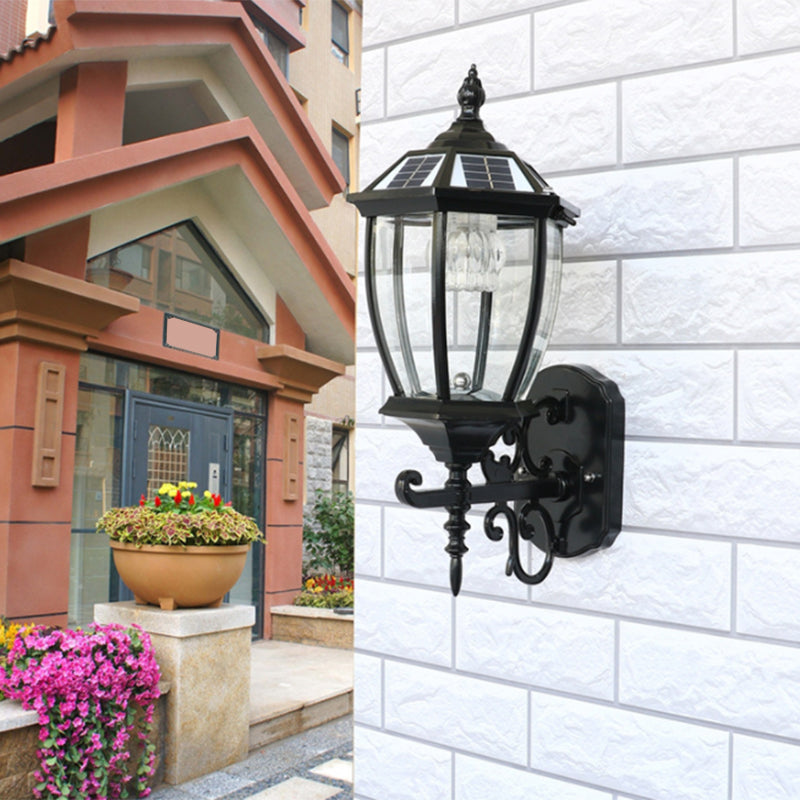 Solar Led Glass Bell Sconce Wall Lamp For Courtyard Lighting Black / 9