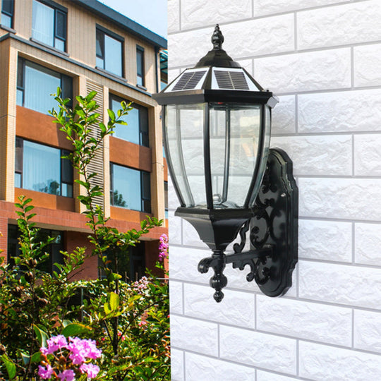 Solar Led Glass Bell Sconce Wall Lamp For Courtyard Lighting Black / 10.5