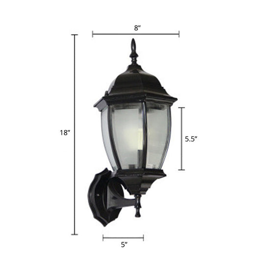 Vintage Aluminum Bell Garden Wall Lamp With Glass Shade - 1-Light Mount Black / 8 Frosted