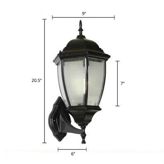 Vintage Aluminum Bell Garden Wall Lamp With Glass Shade - 1-Light Mount Black / 9 Frosted