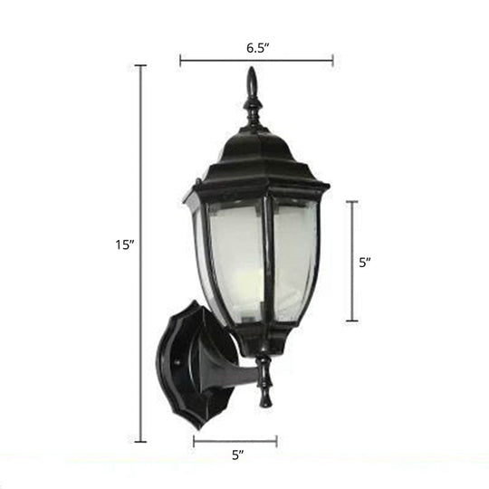 Vintage Aluminum Bell Garden Wall Lamp With Glass Shade - 1-Light Mount Black / 6.5 Frosted