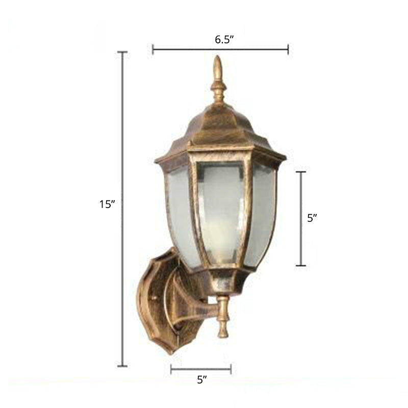 Vintage Aluminum Bell Garden Wall Lamp With Glass Shade - 1-Light Mount Bronze / 6.5 Frosted
