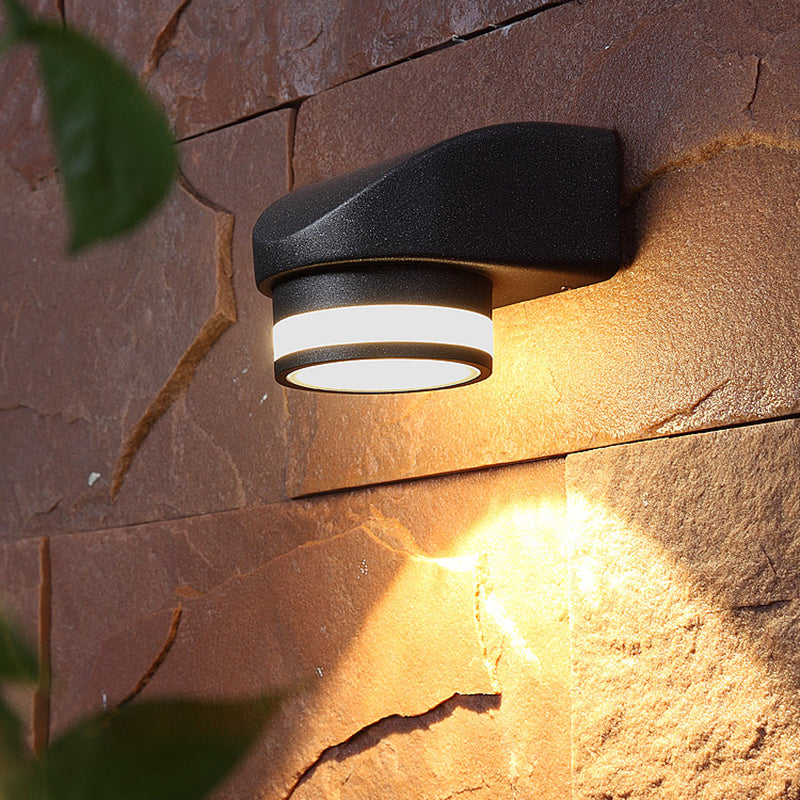 Contemporary Black Led Wall Lighting: Tubular Metal Washer Sconce For Backyard