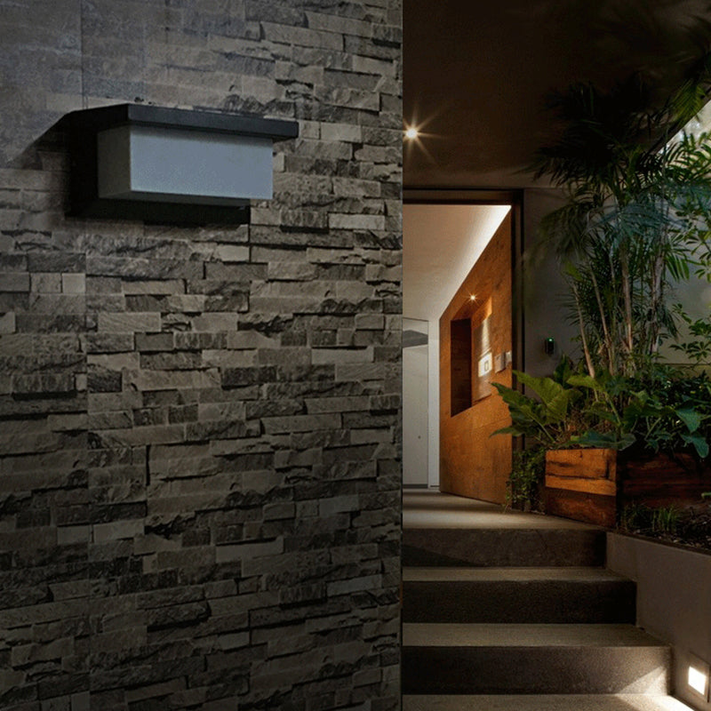 Modern Led Wall Sconce Light For Pathways - Black Aluminum Rectangle Design