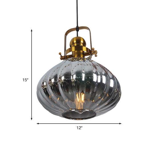 Melon Hanging Pendant Light - Traditional Copper/Chrome/Gold Glass Fixture For Living Room