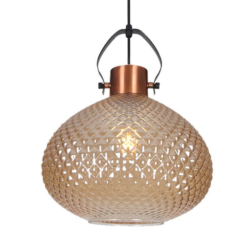 Colonial Amber Glass Jar Pendant Hanging Light - 8/10/12 Width Bedroom Lighting Fixture