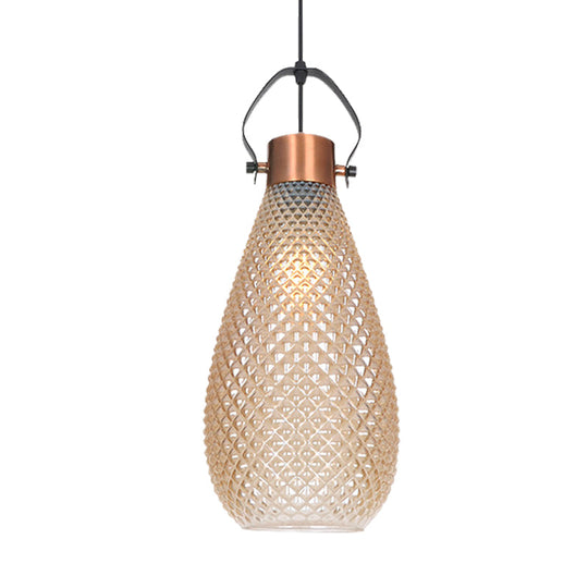 Colonial Amber Glass Jar Pendant Hanging Light - 8/10/12 Width Bedroom Lighting Fixture