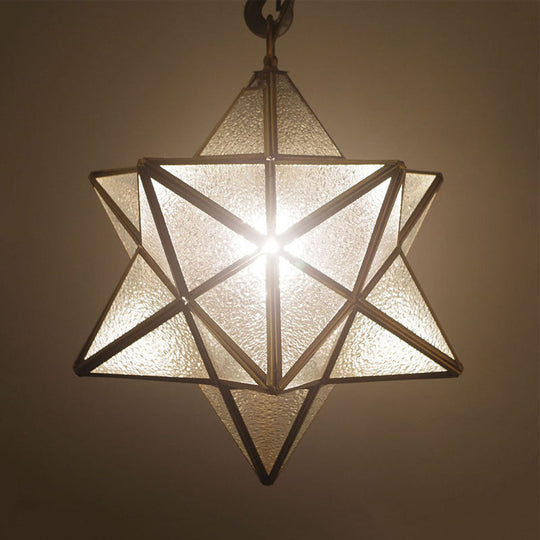 Modern White Star Pendant Light With Frosted Glass Shade - Ideal For Living Room