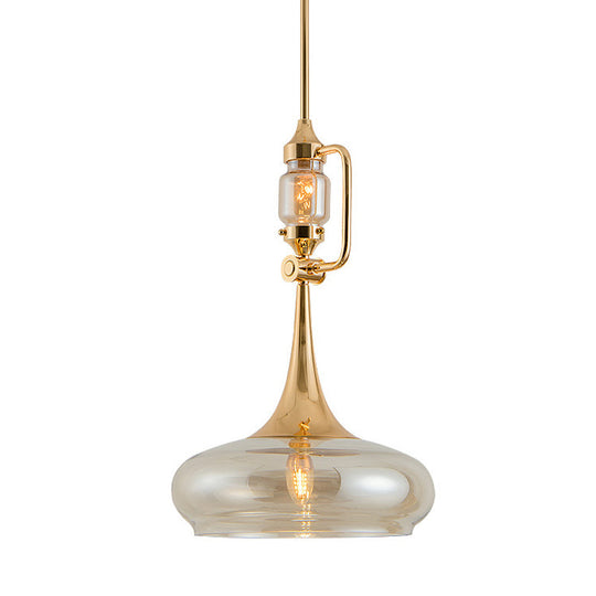 Modern Clear Glass Trumpet Ceiling Pendant Lamp For Living Room With Single Bulb