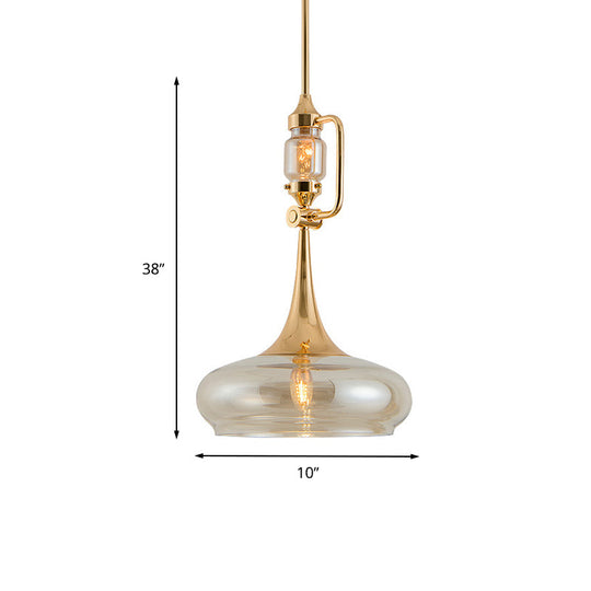 Modern Clear Glass Trumpet Ceiling Pendant Lamp For Living Room With Single Bulb