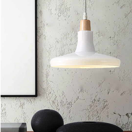 Modern Glass Pendant Lamp - White/Black Bowl Cone Or Saucer Design Led Ceiling Light In White/Warm