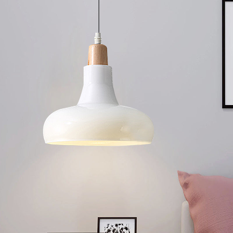 Modern Glass Pendant Lamp With Led Light In White Or Warm Tone - Bowl Cone Saucer Shape